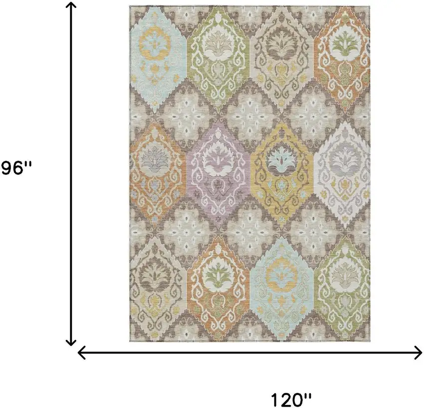 Taupe And Ivory Geometric Washable Indoor Outdoor Area Rug Photo 6