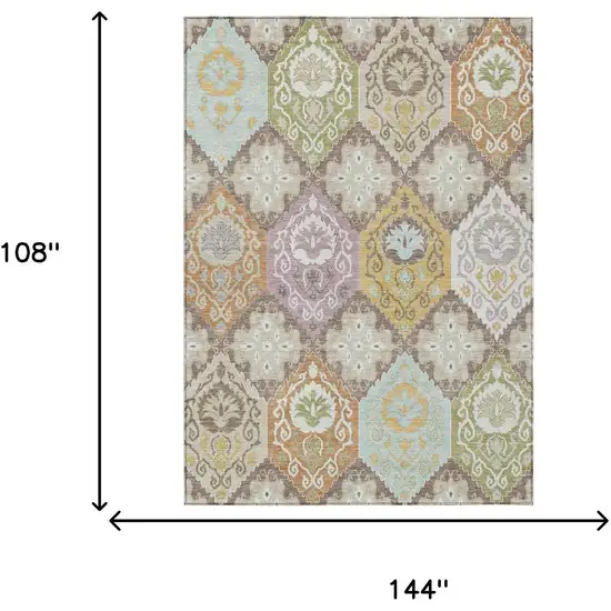 Taupe And Ivory Geometric Washable Indoor Outdoor Area Rug Photo 6
