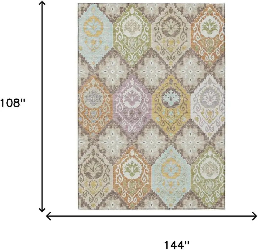 Taupe And Ivory Geometric Washable Indoor Outdoor Area Rug Photo 6