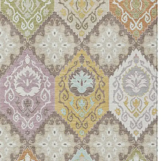 Taupe And Ivory Geometric Washable Indoor Outdoor Area Rug Photo 2