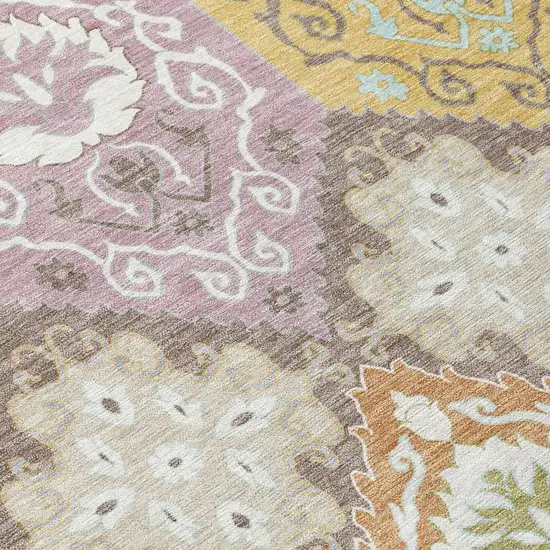 Taupe And Ivory Geometric Washable Indoor Outdoor Area Rug Photo 5