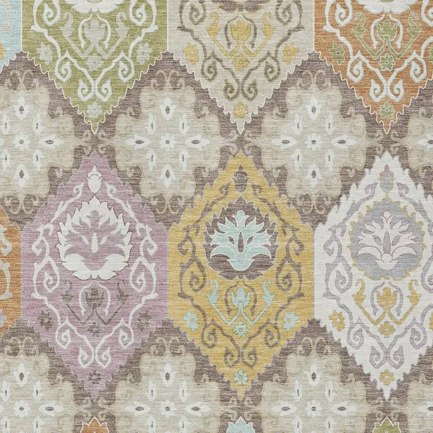 Taupe And Ivory Geometric Washable Indoor Outdoor Area Rug Photo 2