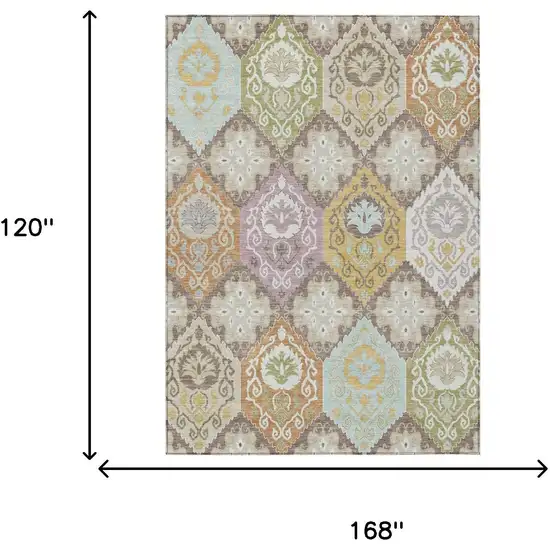 Taupe And Ivory Geometric Washable Indoor Outdoor Area Rug Photo 6