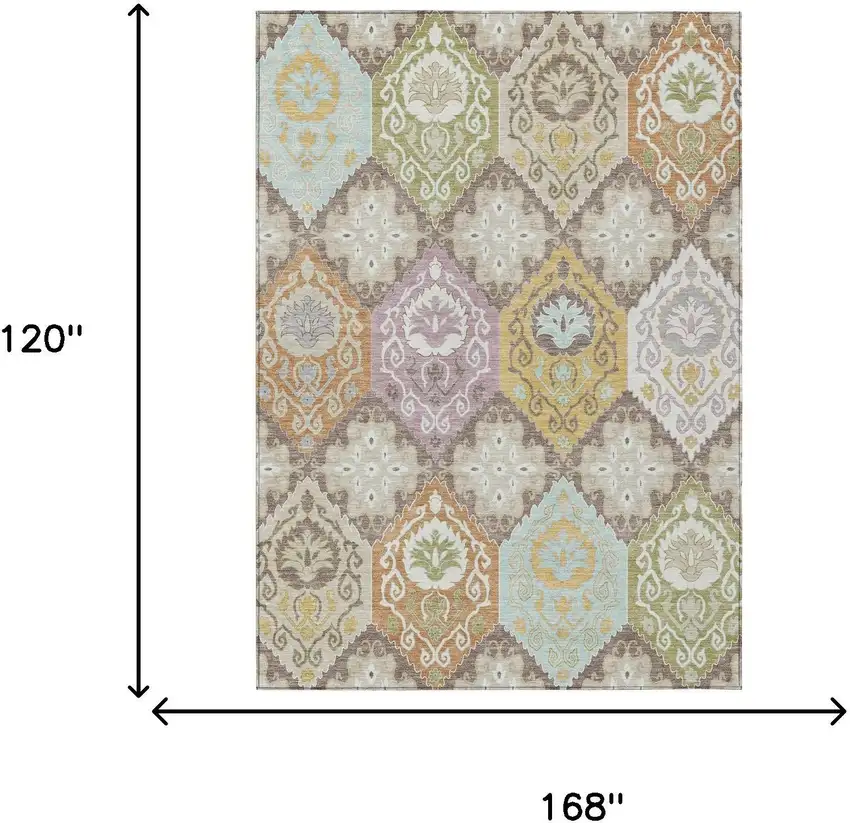 Taupe And Ivory Geometric Washable Indoor Outdoor Area Rug Photo 6