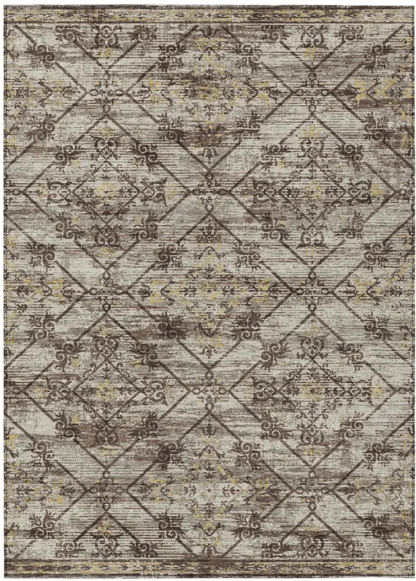 Taupe And Ivory Geometric Washable Indoor Outdoor Area Rug Photo 2