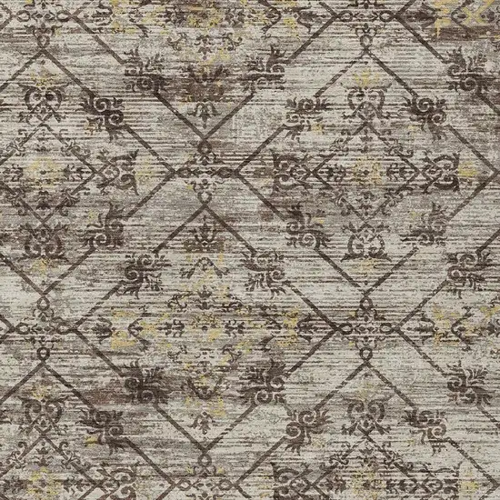 Taupe And Ivory Geometric Washable Indoor Outdoor Area Rug Photo 3