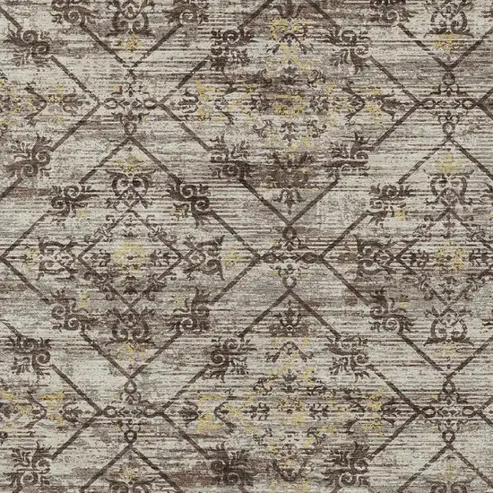 Taupe And Ivory Geometric Washable Indoor Outdoor Area Rug Photo 5