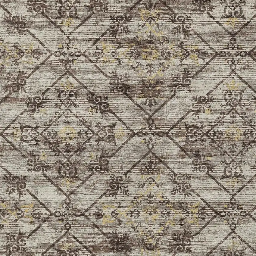 Taupe And Ivory Geometric Washable Indoor Outdoor Area Rug Photo 5