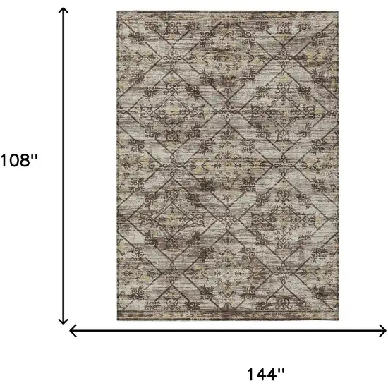 Taupe And Ivory Geometric Washable Indoor Outdoor Area Rug Photo 9