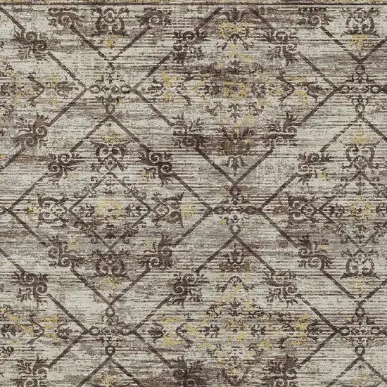 Taupe And Ivory Geometric Washable Indoor Outdoor Area Rug Photo 5
