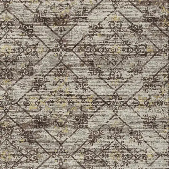 Taupe And Ivory Geometric Washable Indoor Outdoor Area Rug Photo 4