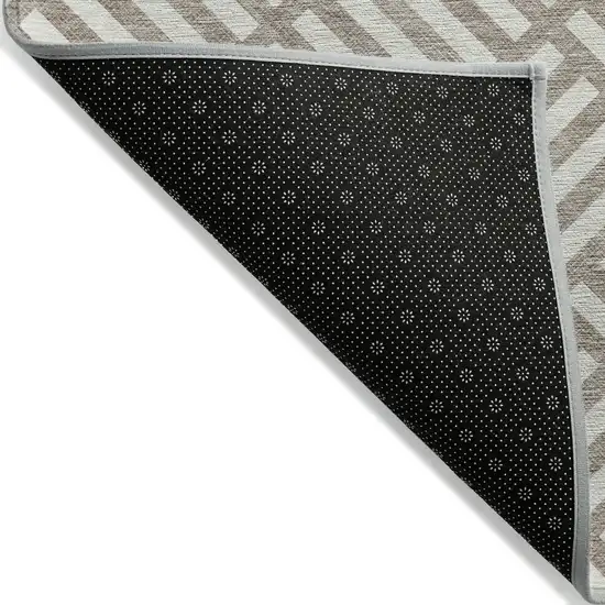 Taupe And Ivory Geometric Washable Indoor Outdoor Area Rug Photo 4