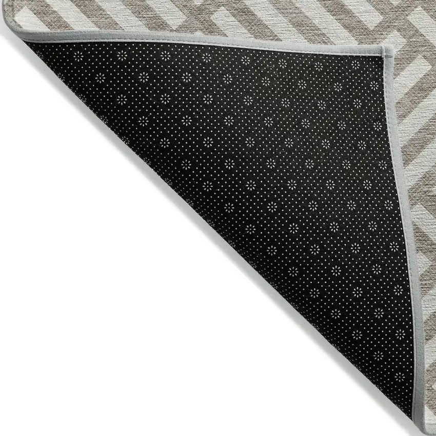 Taupe And Ivory Geometric Washable Indoor Outdoor Area Rug Photo 4