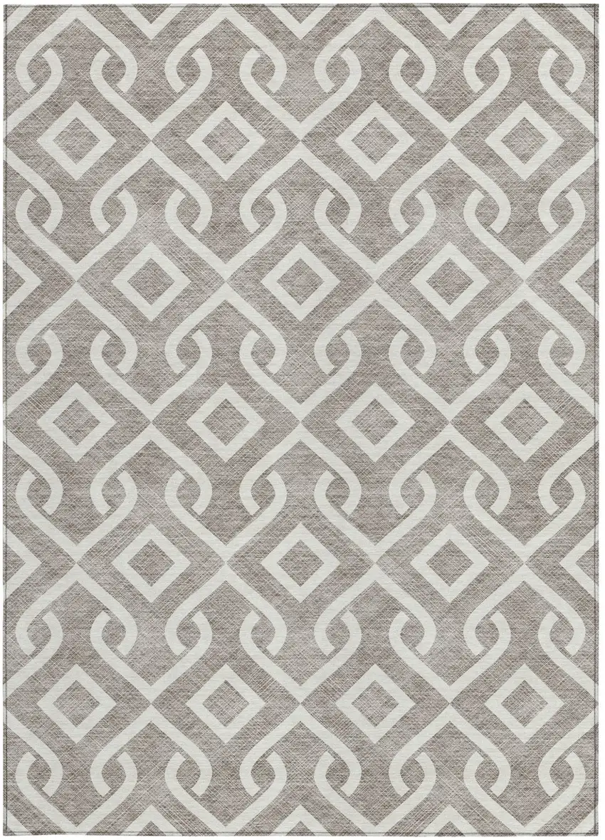 Taupe And Ivory Geometric Washable Indoor Outdoor Area Rug Photo 6