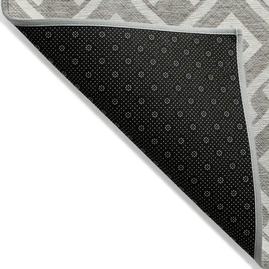 Taupe And Ivory Geometric Washable Indoor Outdoor Area Rug Photo 4