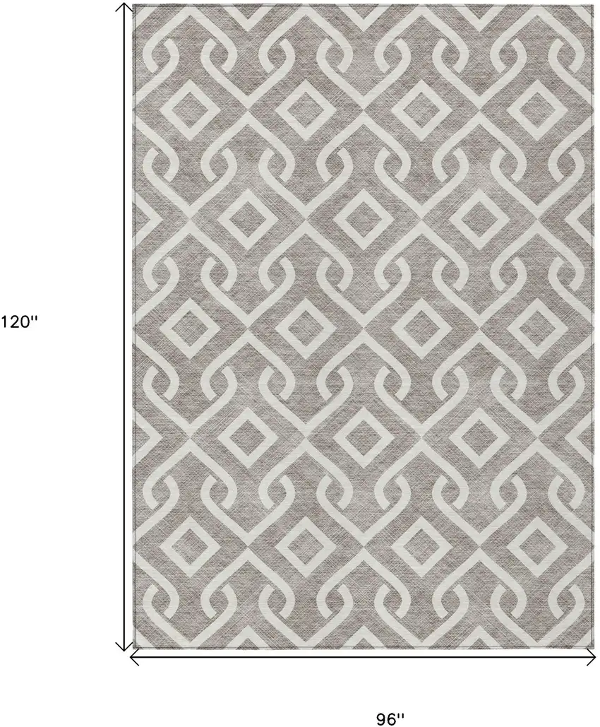 Taupe And Ivory Geometric Washable Indoor Outdoor Area Rug Photo 3
