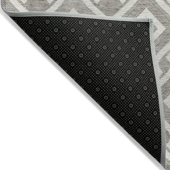 Taupe And Ivory Geometric Washable Indoor Outdoor Area Rug Photo 2