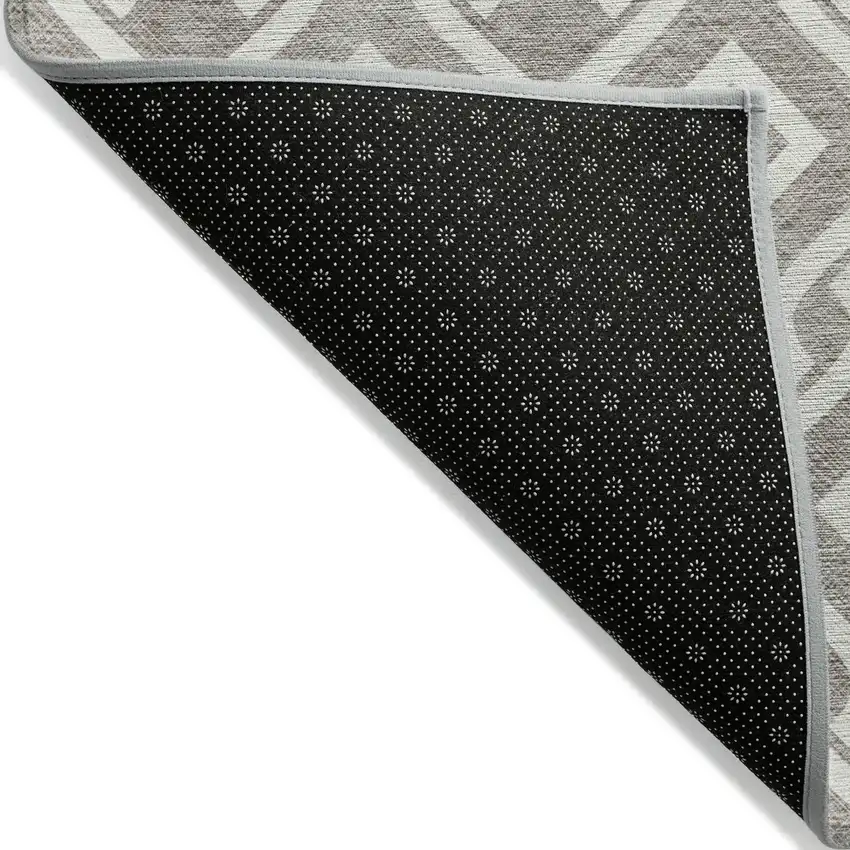 Taupe And Ivory Geometric Washable Indoor Outdoor Area Rug Photo 2