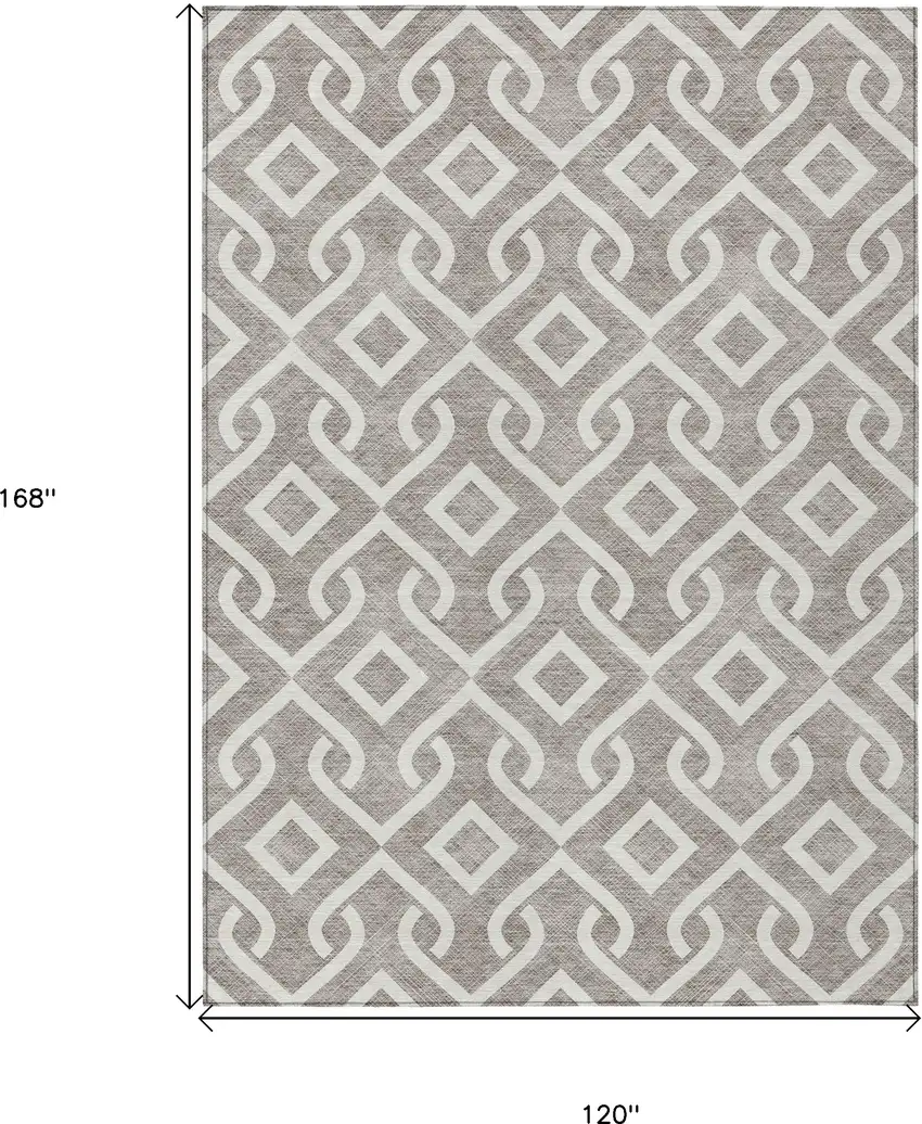 Taupe And Ivory Geometric Washable Indoor Outdoor Area Rug Photo 3