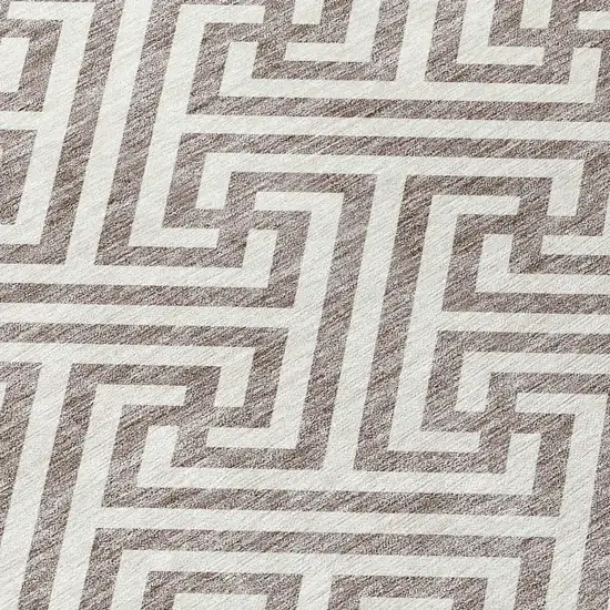 Taupe And Ivory Geometric Washable Indoor Outdoor Area Rug Photo 6