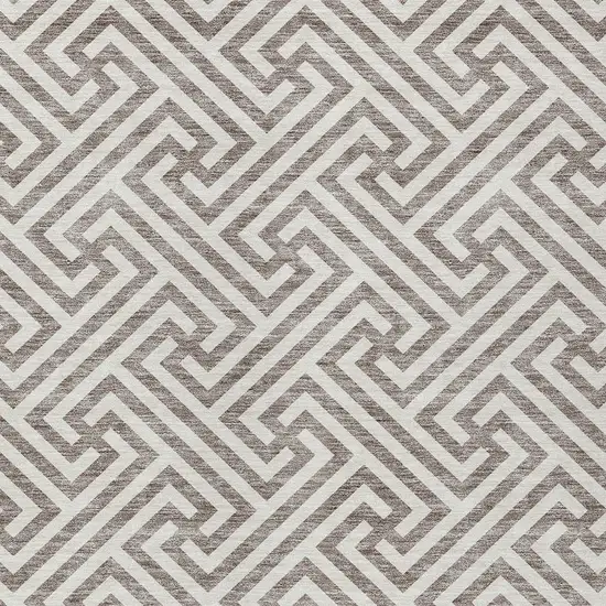 Taupe And Ivory Geometric Washable Indoor Outdoor Area Rug Photo 5