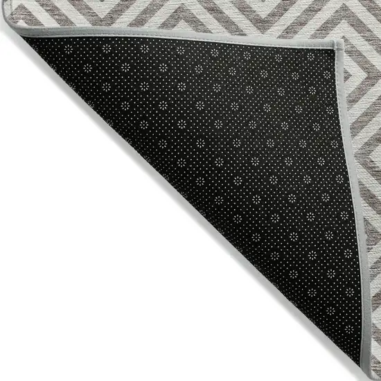 Taupe And Ivory Geometric Washable Indoor Outdoor Area Rug Photo 2