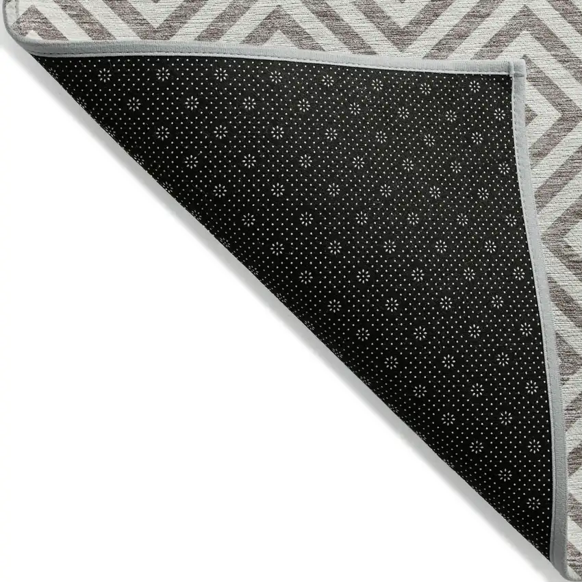 Taupe And Ivory Geometric Washable Indoor Outdoor Area Rug Photo 2