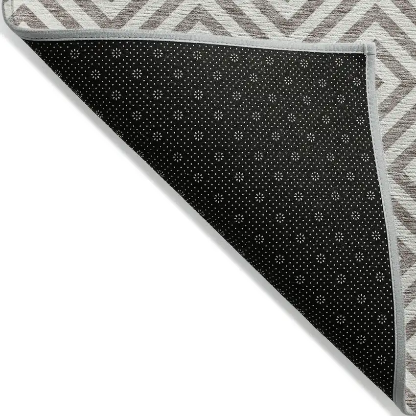 Taupe And Ivory Geometric Washable Indoor Outdoor Area Rug Photo 2