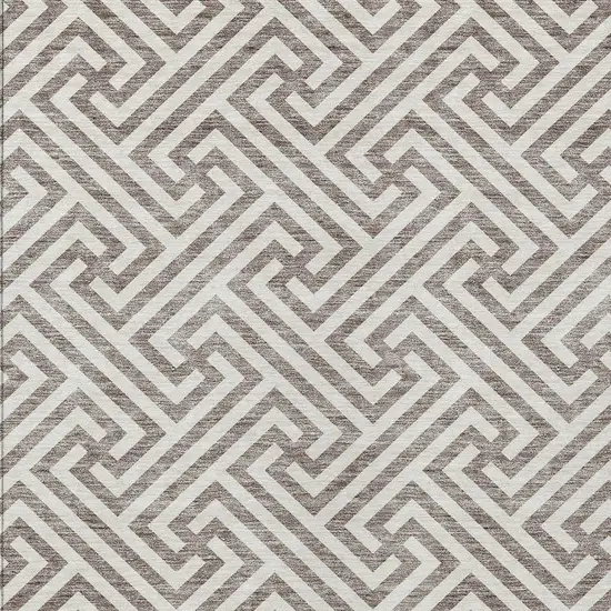 Taupe And Ivory Geometric Washable Indoor Outdoor Area Rug Photo 5