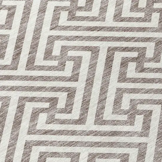 Taupe And Ivory Geometric Washable Indoor Outdoor Area Rug Photo 4