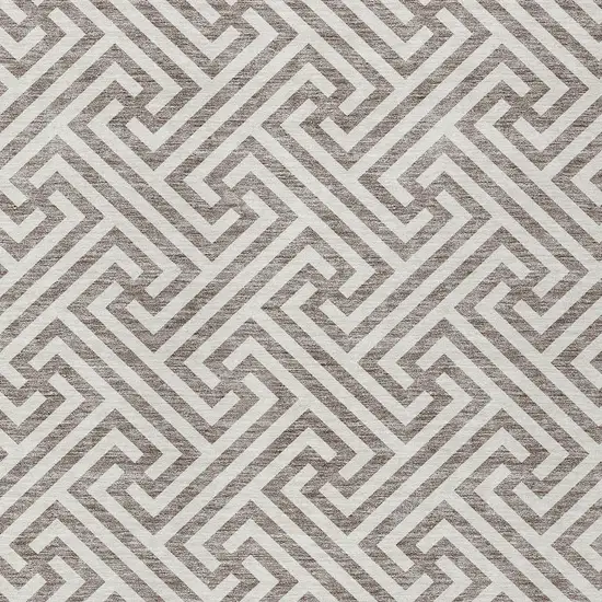 Taupe And Ivory Geometric Washable Indoor Outdoor Area Rug Photo 5