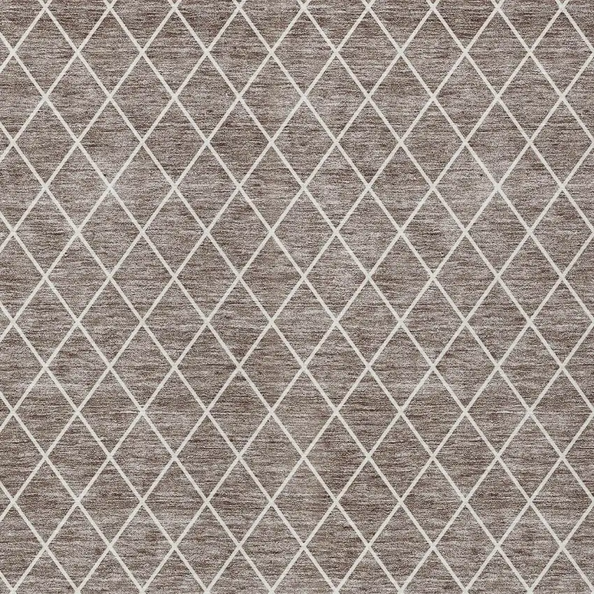 Taupe And Ivory Geometric Washable Indoor Outdoor Area Rug Photo 6