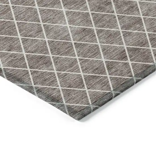 Taupe And Ivory Geometric Washable Indoor Outdoor Area Rug Photo 4