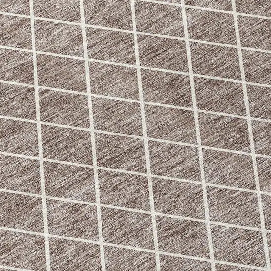 Taupe And Ivory Geometric Washable Indoor Outdoor Area Rug Photo 5