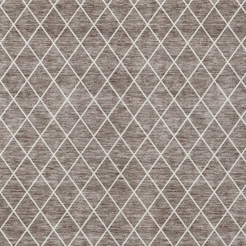Taupe And Ivory Geometric Washable Indoor Outdoor Area Rug Photo 6
