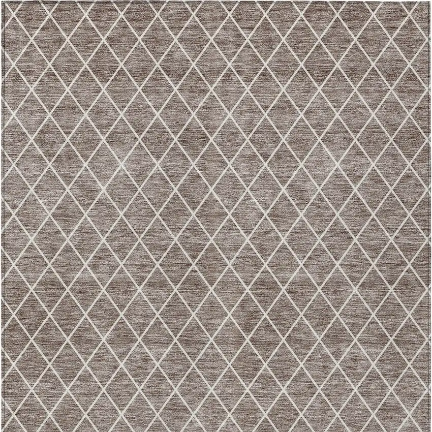 Taupe And Ivory Geometric Washable Indoor Outdoor Area Rug Photo 6