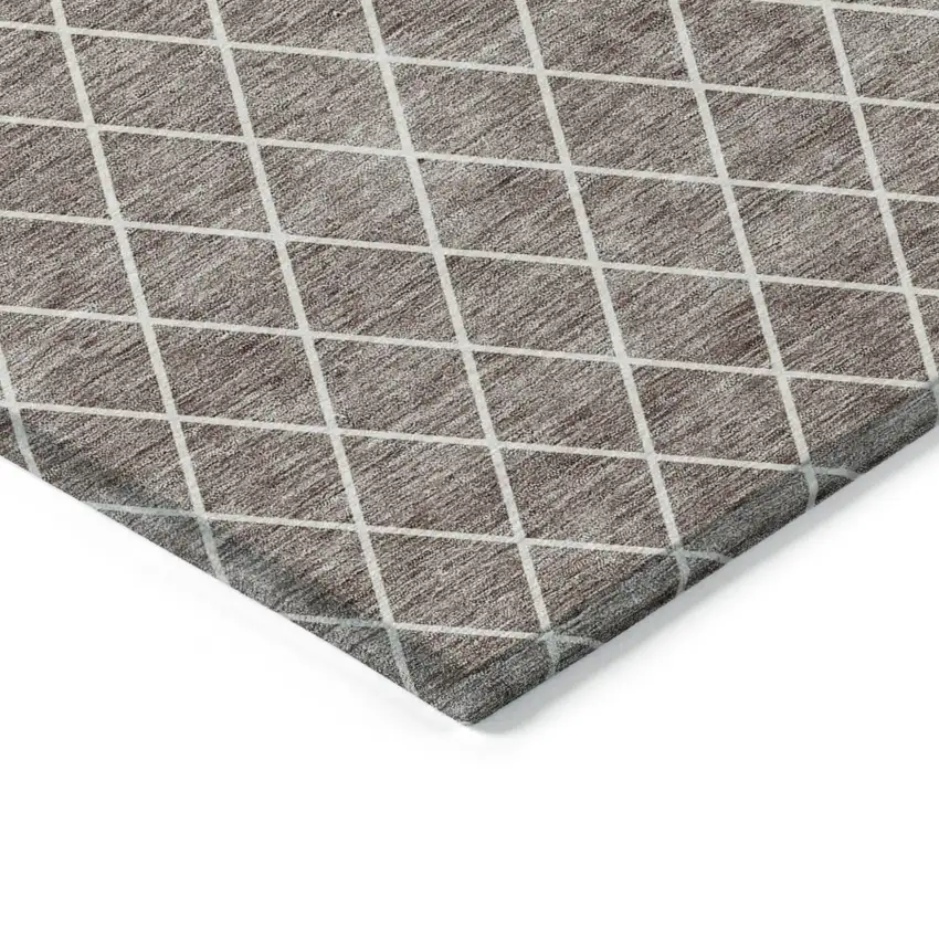 Taupe And Ivory Geometric Washable Indoor Outdoor Area Rug Photo 4