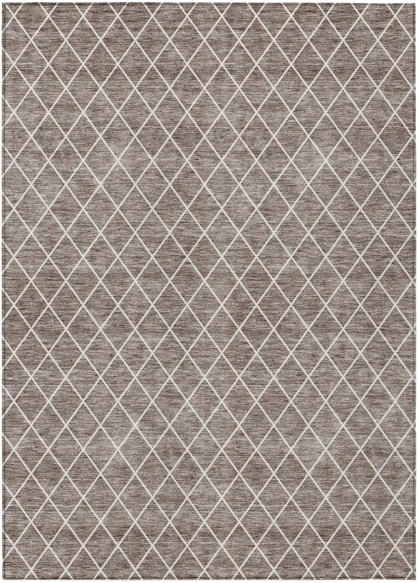 Taupe And Ivory Geometric Washable Indoor Outdoor Area Rug Photo 2