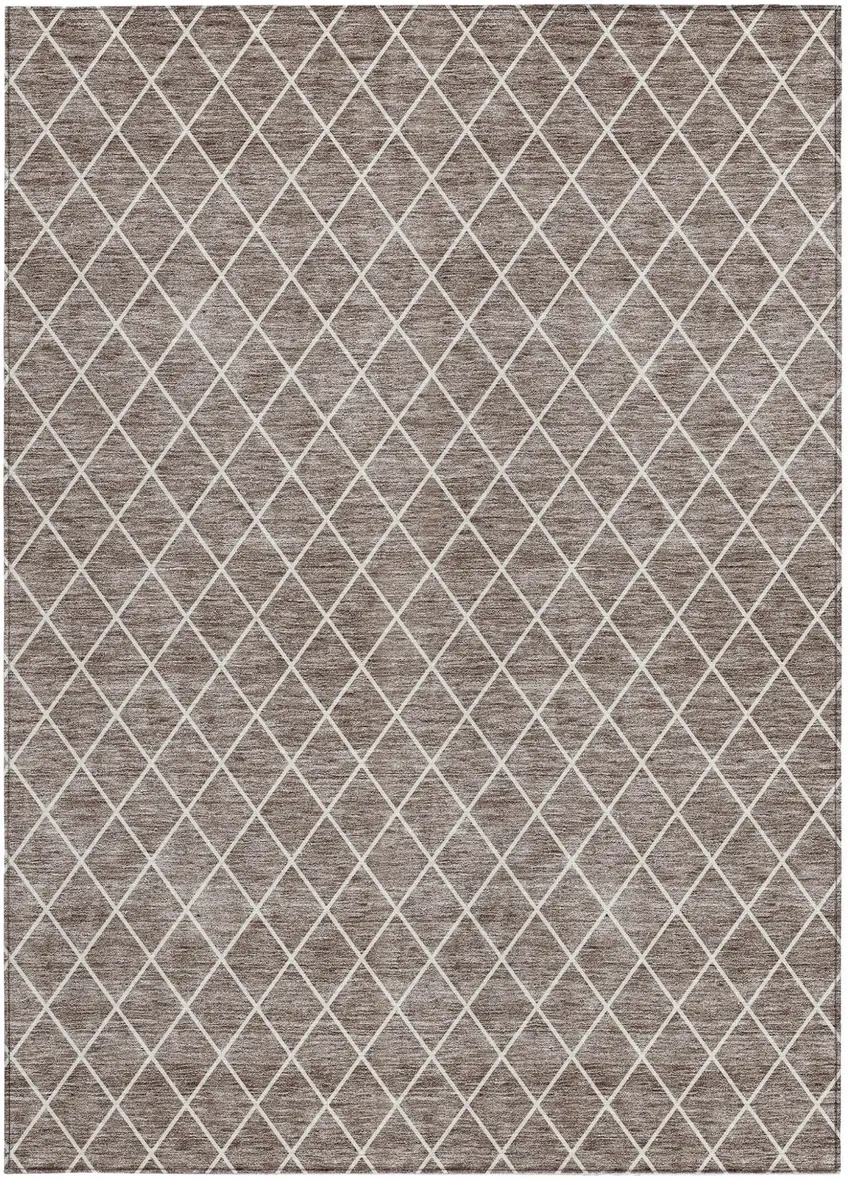Taupe And Ivory Geometric Washable Indoor Outdoor Area Rug Photo 7