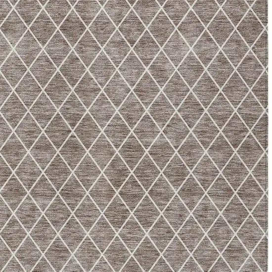 Taupe And Ivory Geometric Washable Indoor Outdoor Area Rug Photo 6