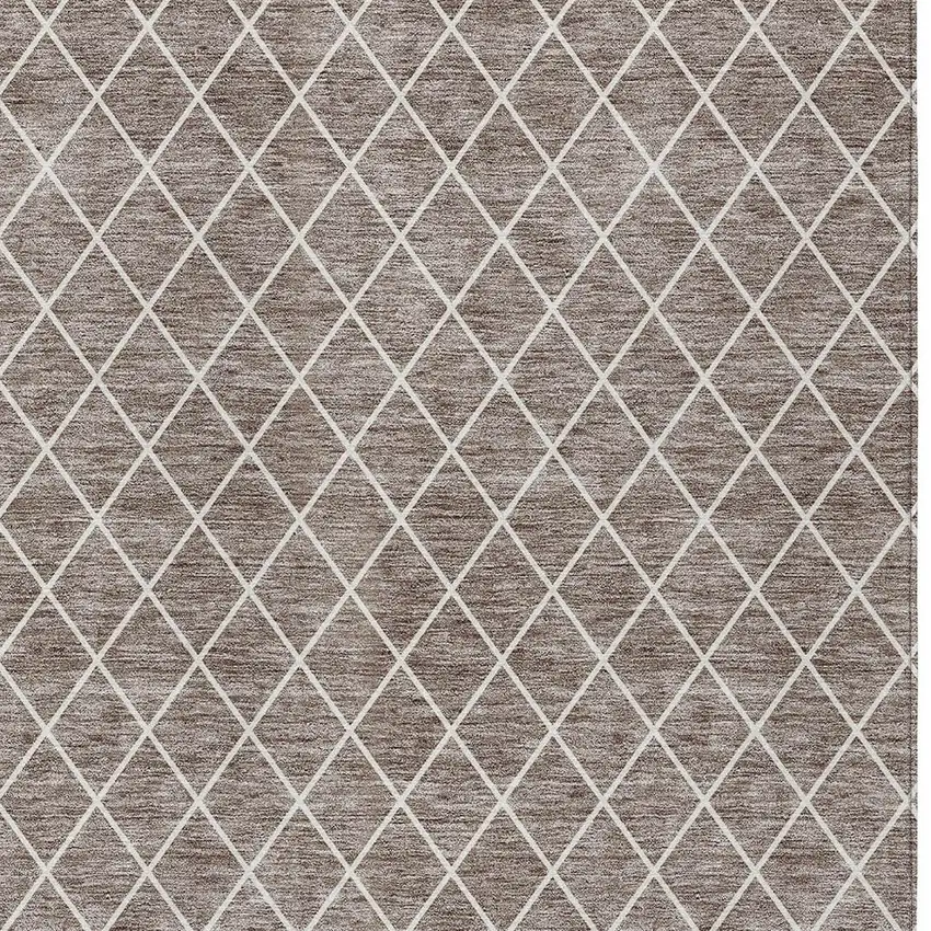 Taupe And Ivory Geometric Washable Indoor Outdoor Area Rug Photo 6