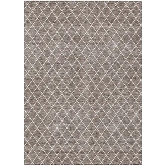 Taupe And Ivory Geometric Washable Indoor Outdoor Area Rug Photo 2