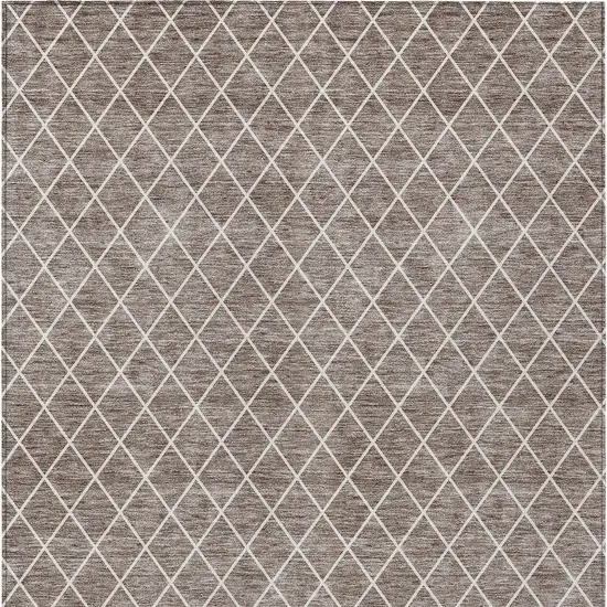 Taupe And Ivory Geometric Washable Indoor Outdoor Area Rug Photo 7
