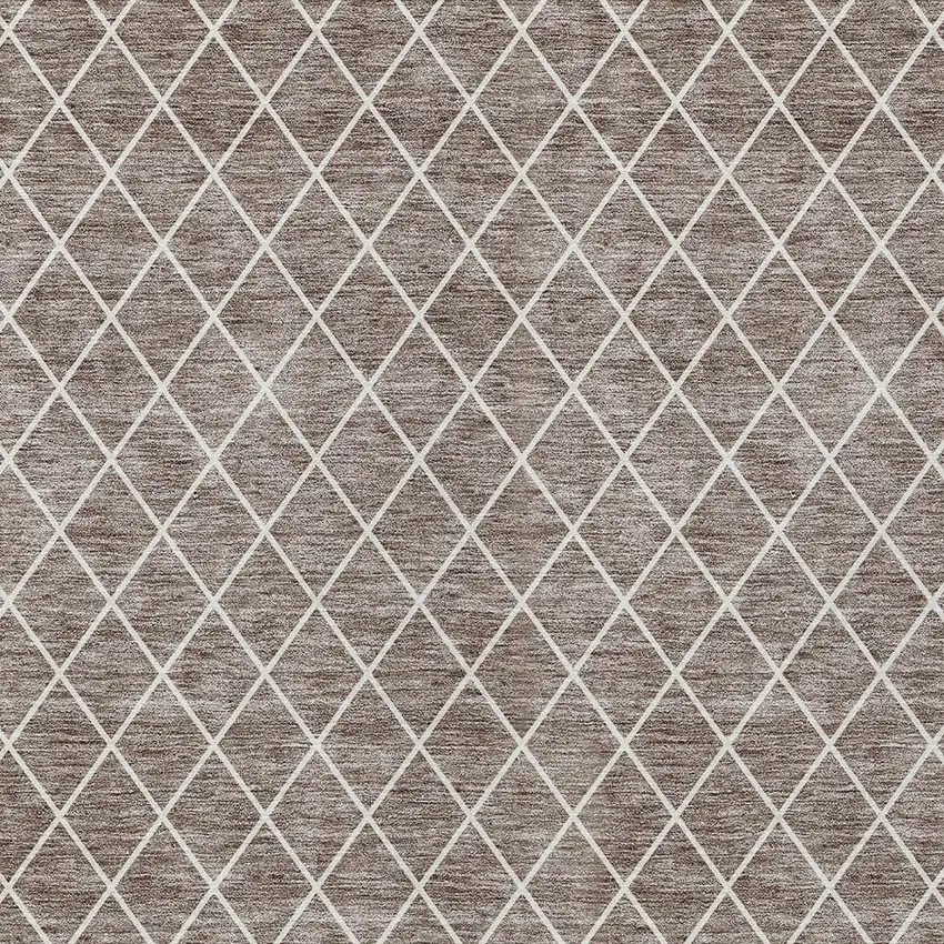 Taupe And Ivory Geometric Washable Indoor Outdoor Area Rug Photo 6