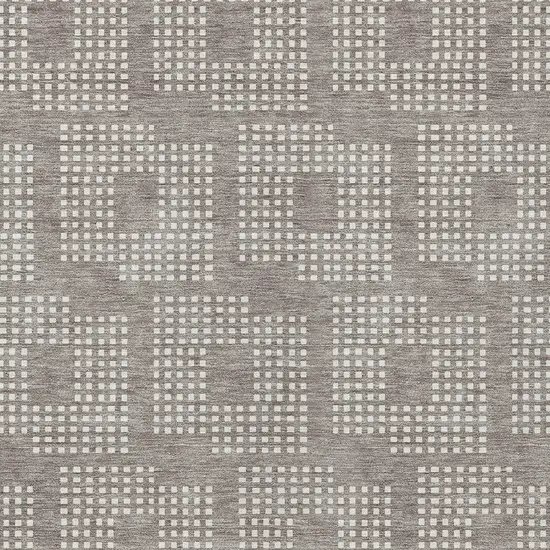 Taupe And Ivory Geometric Washable Indoor Outdoor Area Rug Photo 6