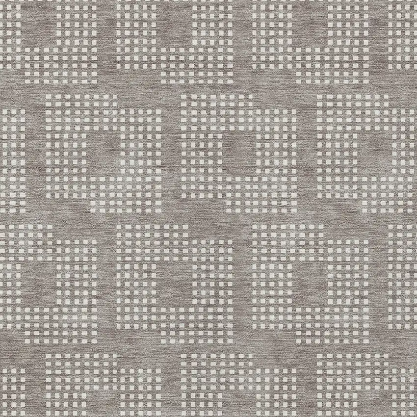 Taupe And Ivory Geometric Washable Indoor Outdoor Area Rug Photo 6