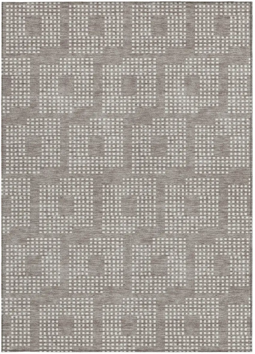 Taupe And Ivory Geometric Washable Indoor Outdoor Area Rug Photo 7