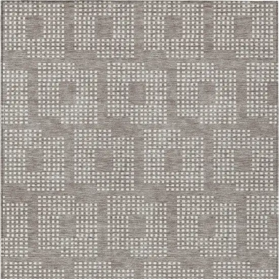 Taupe And Ivory Geometric Washable Indoor Outdoor Area Rug Photo 7