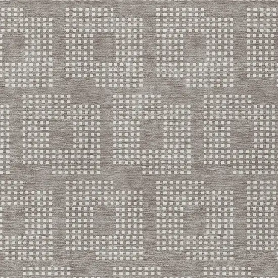 Taupe And Ivory Geometric Washable Indoor Outdoor Area Rug Photo 6