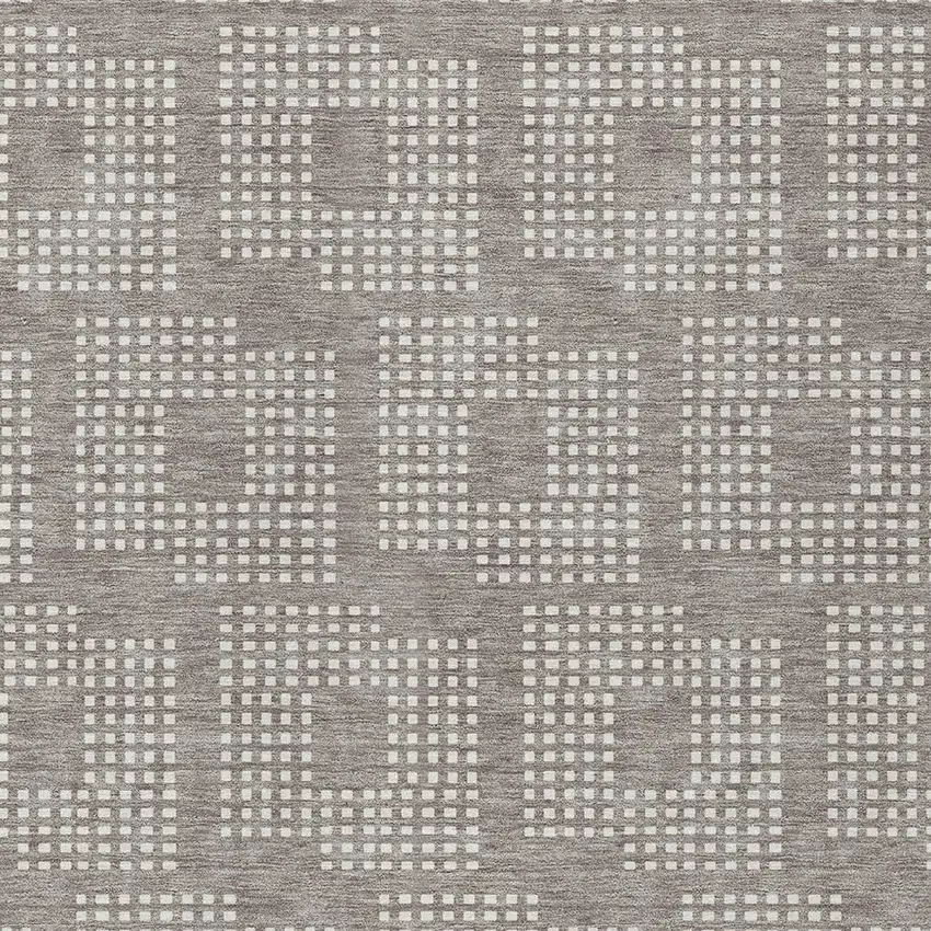 Taupe And Ivory Geometric Washable Indoor Outdoor Area Rug Photo 6